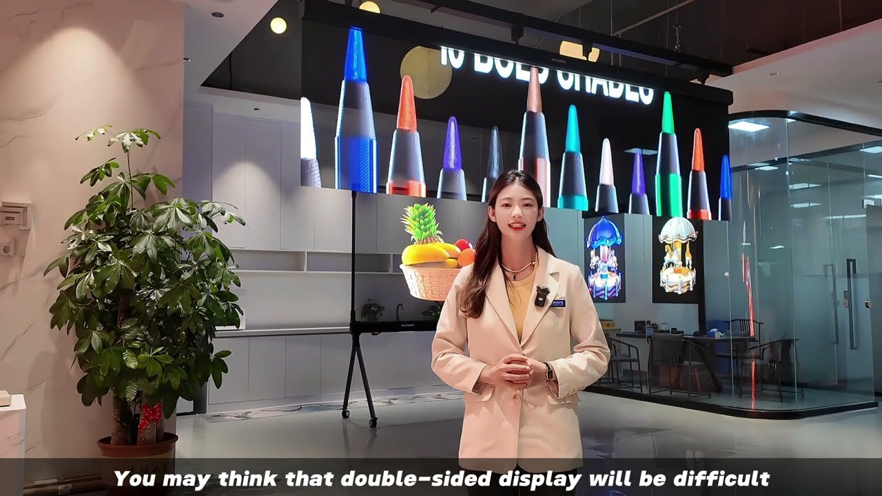 Muxwave Double-sided Frameless Holographic Transparent Led Screen 3D Display Video Wall Digital Sign