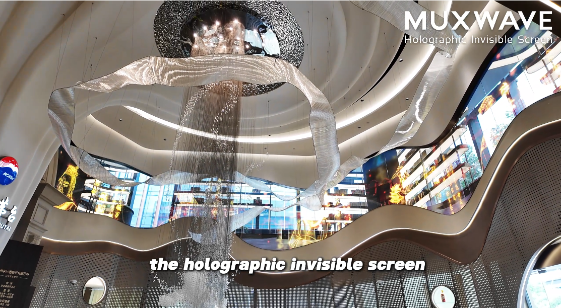 ケーススタディMUXWAVE透過型LEDディスプレイの成功事例 2 モウタイギャラリーでのフィルムスクリーンの使用例