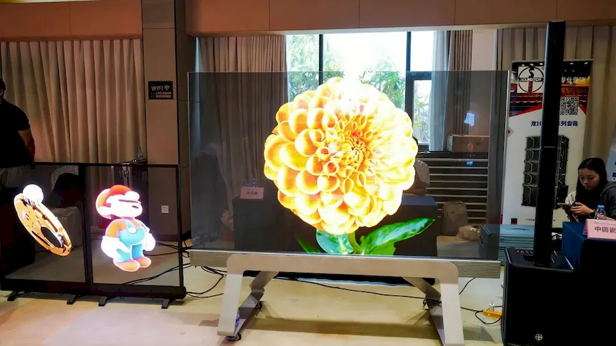 transparent LED screen showcase in guang zhou