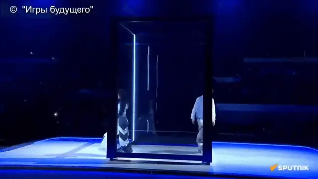transparent led screen stage visual case gif